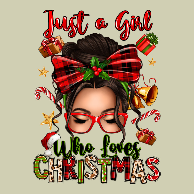 Just A Girl Who Loves Christmas Afro Messy Bun Heavy Core Tee by texasbilliewilder | Teevron