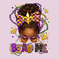 Bead Me Mardi Gras Afro Messy Bun Ladies Tee | Teevron