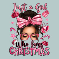Just A Girl Who Loves Pink Christmas Messy Bun Heavy Core Tee | Teevron