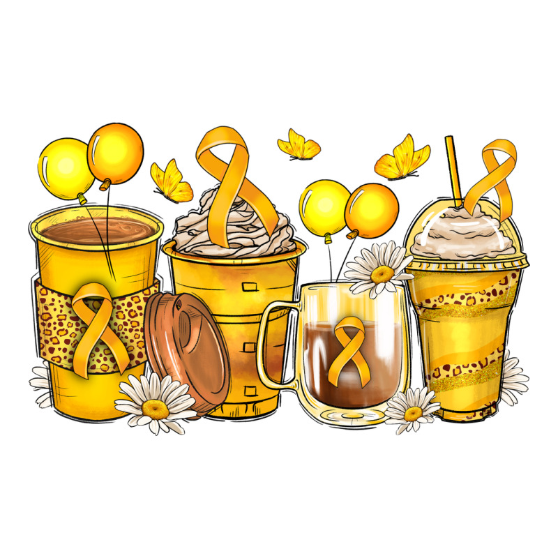 Childhood Cancer Coffee Cups Ladies Tee by Zillion Design Studio | Teevron