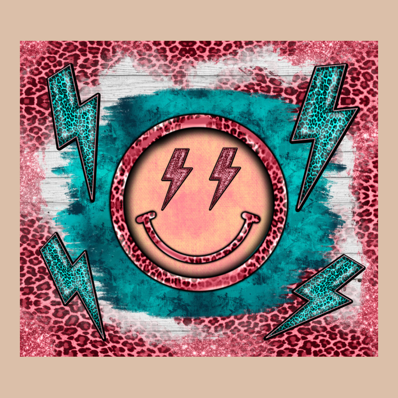 Western Lightning Bolt Smiling Face Turquoise Urban Heavy Tee by BarkalooDesign | Teevron