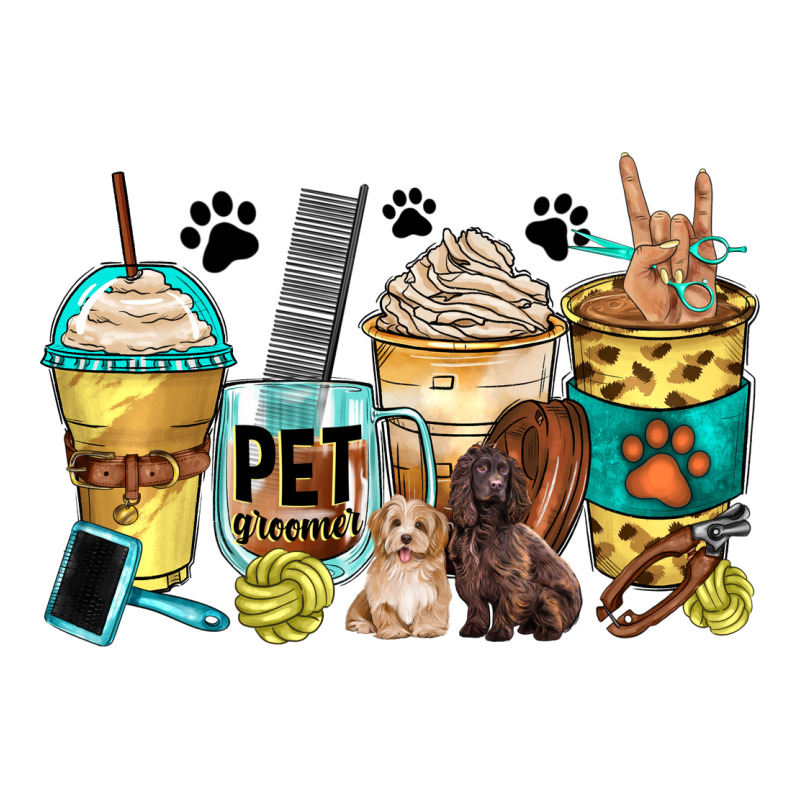 Pet Groomer Coffee Cups Ladies Tee by Zillion Design Studio | Teevron