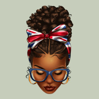 Union Jack Flag Afro Messy Bun Ladies Tee | Teevron