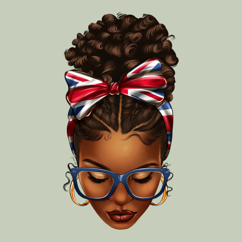 Union Jack Flag Afro Messy Bun Ladies Tee by texasbilliewilder | Teevron