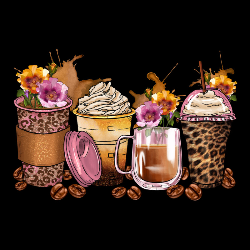 Leopard Rose Glitter Flowers Coffee Cups Ladies Tee by Zillion Design Studio | Teevron