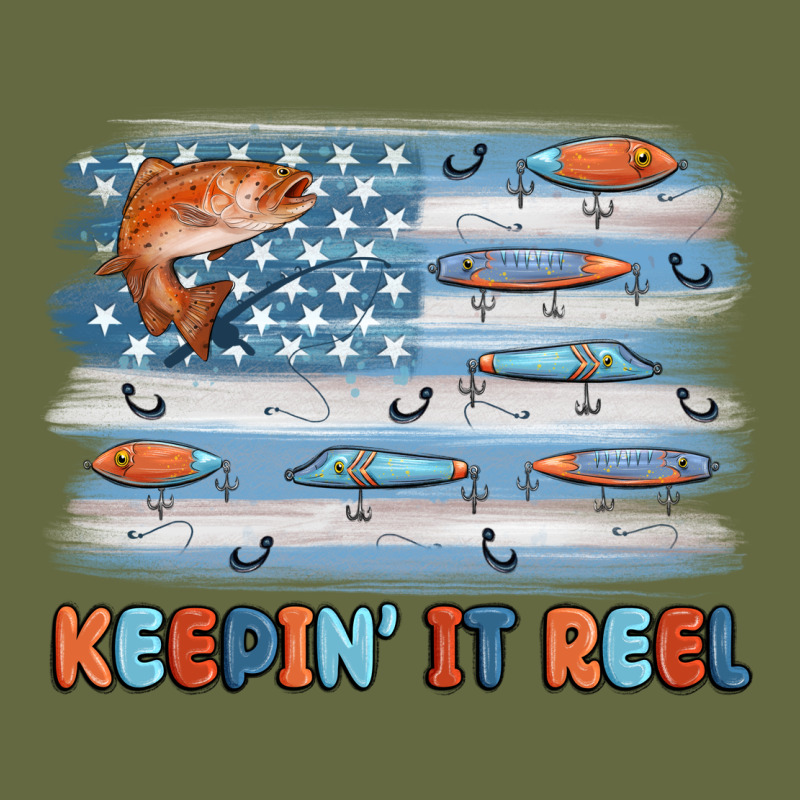 Fishing Lure Flag Keepin' It Reel Long Sleeve Tee by MaliasSmallBusiness | Teevron