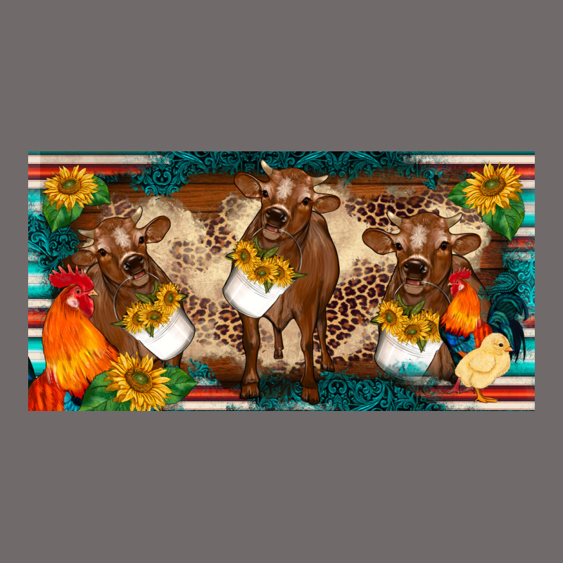 Western Cow Cockerel Chick  Serape Leopard Sunflowers License Plate Te Urban Heavy Tee by BarkalooDesign | Teevron