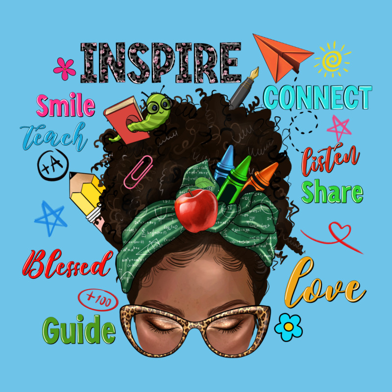 Afro Messy Bun Teach Inspire Love Teacher Blessed Premium Sweatshirt by NancyCooperArtShop | Teevron