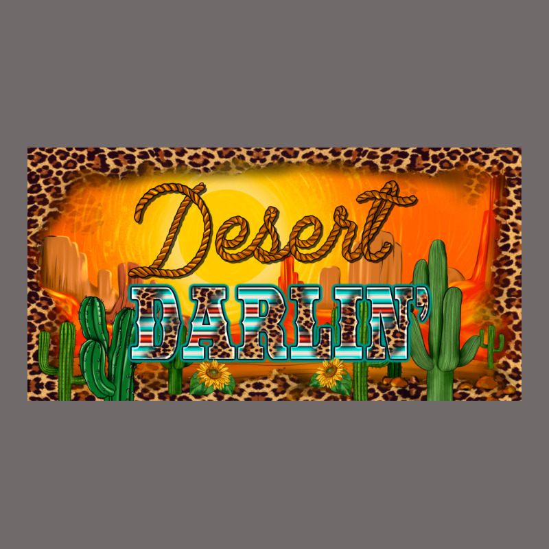 Western Desert Darlin Sunset Cactus Leopard Serape   License Plate Tem Urban Heavy Tee by BarkalooDesign | Teevron