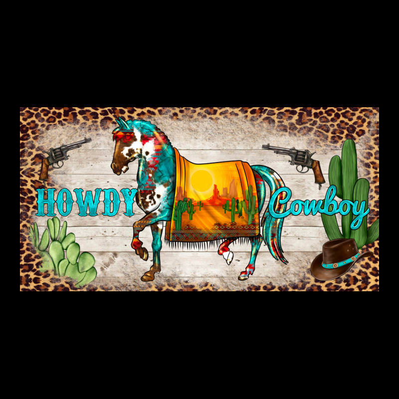 Western Howdy Cowboy Horse Sunset Weapon Cactus Leopard  License Plate Urban Heavy Tee by BarkalooDesign | Teevron