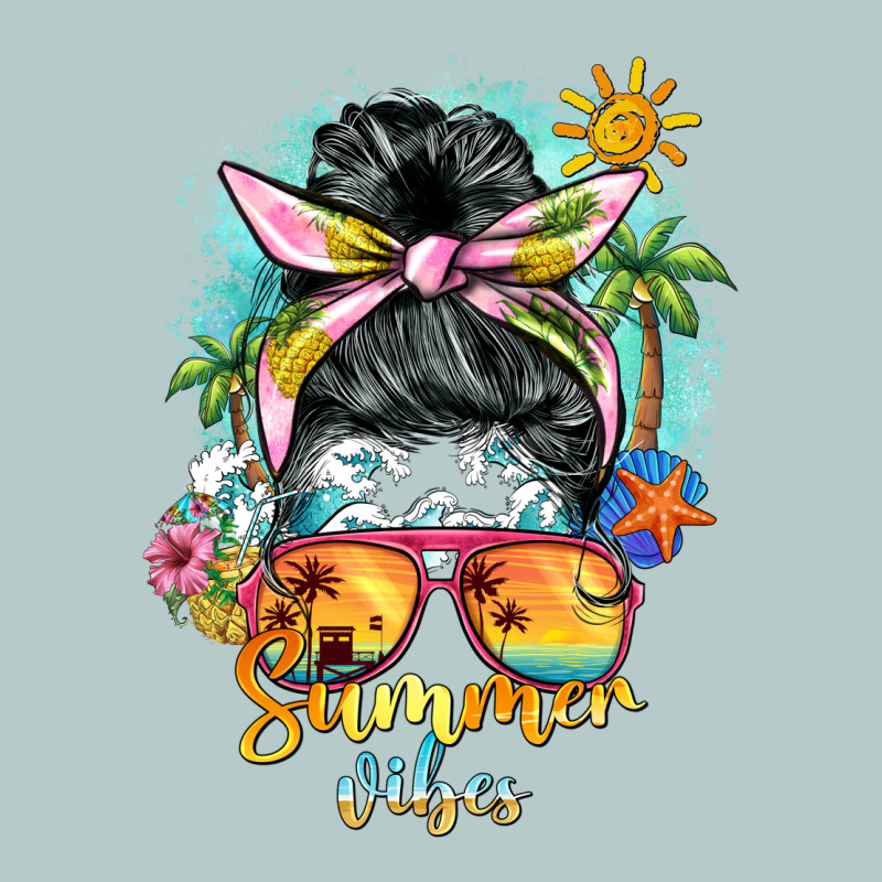 Summer Vibes Messy Bun Heavy Core Tee by BarkalooDesign | Teevron