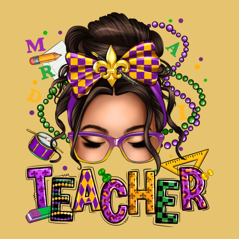 Mardi Gras Teacher Caucasian Messy Bun Premium Sweatshirt by texasbilliewilder | Teevron