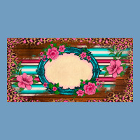 Western Pink Flovers Leopard Serape   License Plate Template Urban Heavy Tee | Teevron