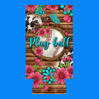 Play Ball Baseball With Pink Flowers 12 Oz Slim Can Cooler Zipper Hoodie | Teevron