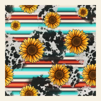 Serape Cowhide Sunflowers Seamless Pattern 12inch Vintage Tee | Teevron