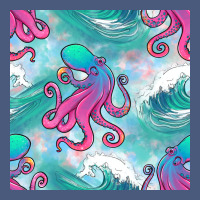 Ocean Waves Octopus Seamless Pattern Vintage Hoodie | Teevron