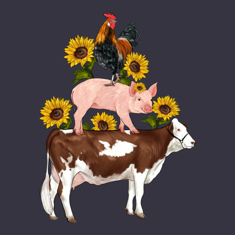 Western Farm Life Cow Pig Rooster With Sunflowers Vintage Hoodie by Artiststas | Teevron