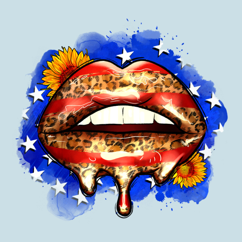 Leopard American Flag Lips Ladies Tee by Zillion Design Studio | Teevron
