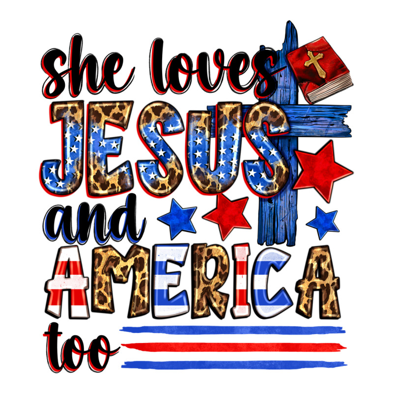 She Loves Jesus And America Too Ladies Tee by Zillion Design Studio | Teevron