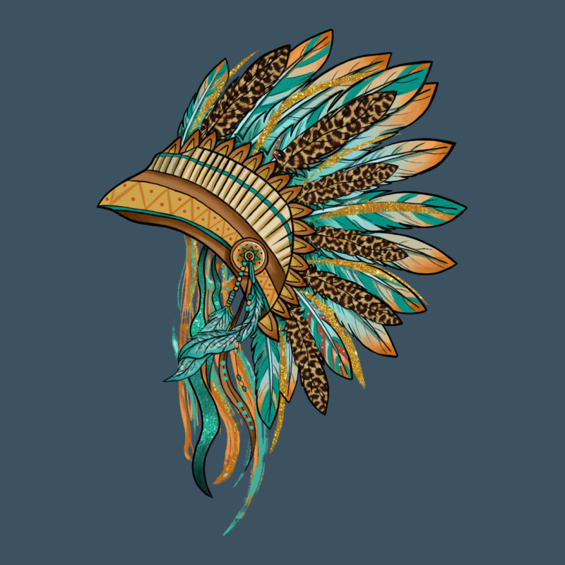 Indian Leopard Headdress Blue Urban Heavy Tee by BarkalooDesign | Teevron