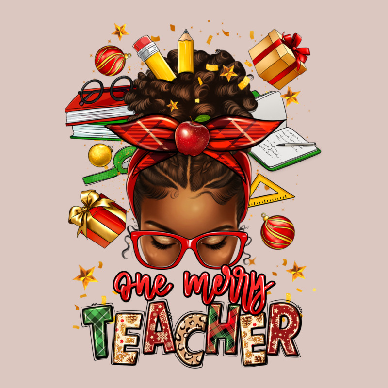 One Merry Teacher Afro Messy Bun Premium Hoodie by texasbilliewilder | Teevron