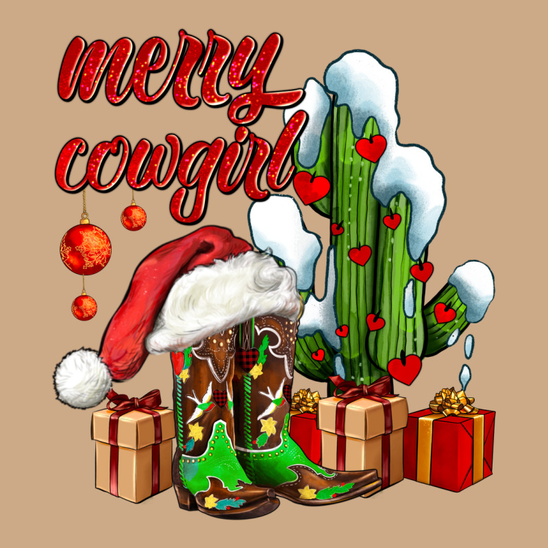Merry Cowgirl  Boots And Cactus With Gifts Vintage Hoodie by AdoDesignShop | Teevron