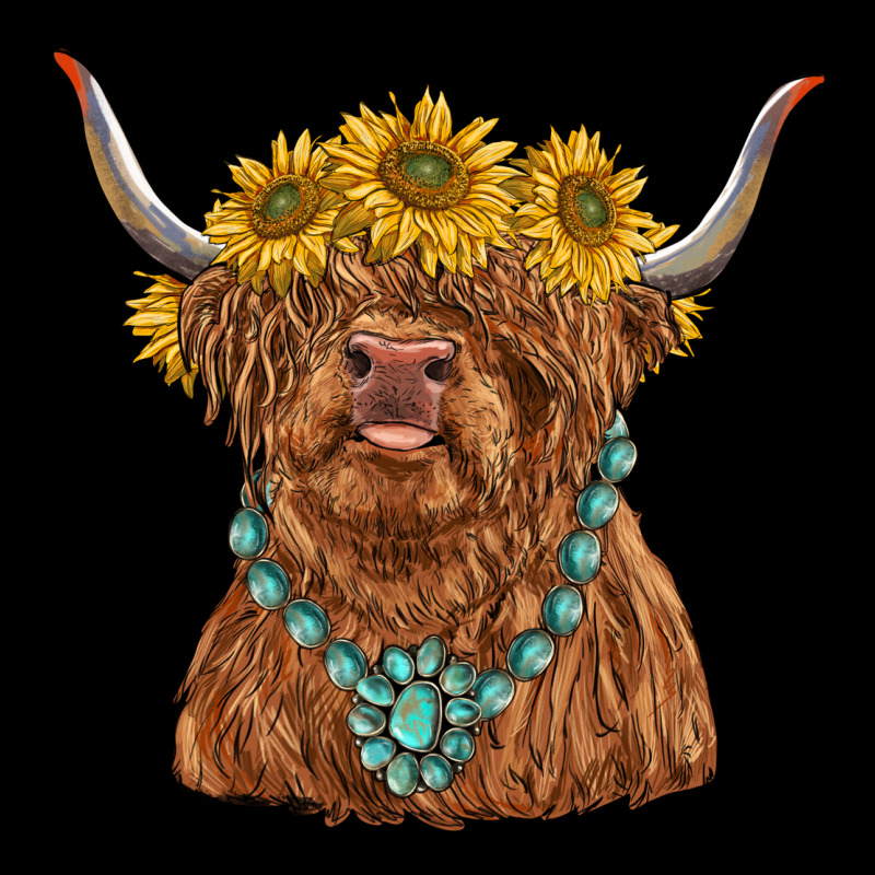 Highland Cow With Sunflower And Gemstone Ladies Tee by RanaPortraitStore | Teevron
