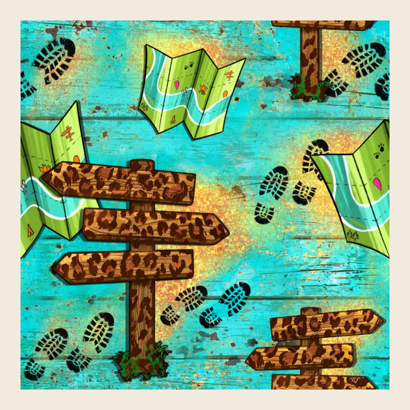 Wooden Signboard And Gamping Map Seamless Pattern Zipper Hoodie by BundleAndBundleShop | Teevron