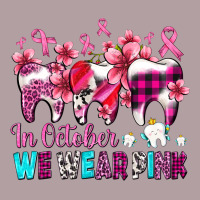 In October We Wear Pink Cancer Ribbon With Teeth Vintage Hoodie | Teevron