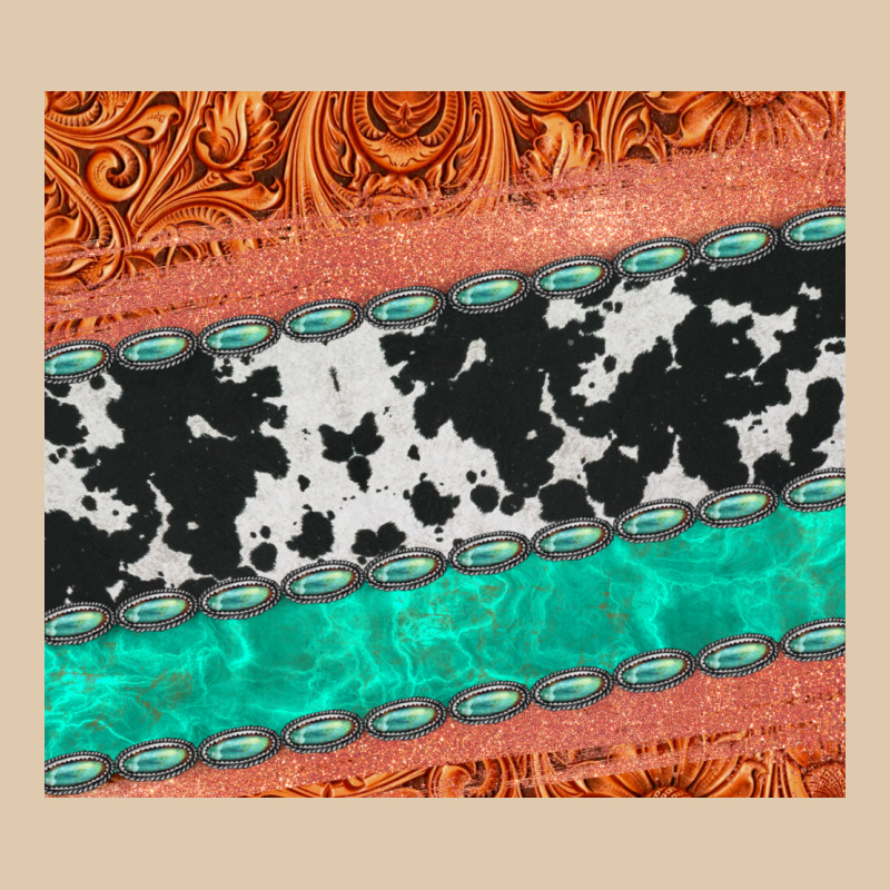 Western Turquoise Gemstone Cowhide  Leather Tumbler Heavyweight Sweatshirt by Jasminsmagicworld | Teevron