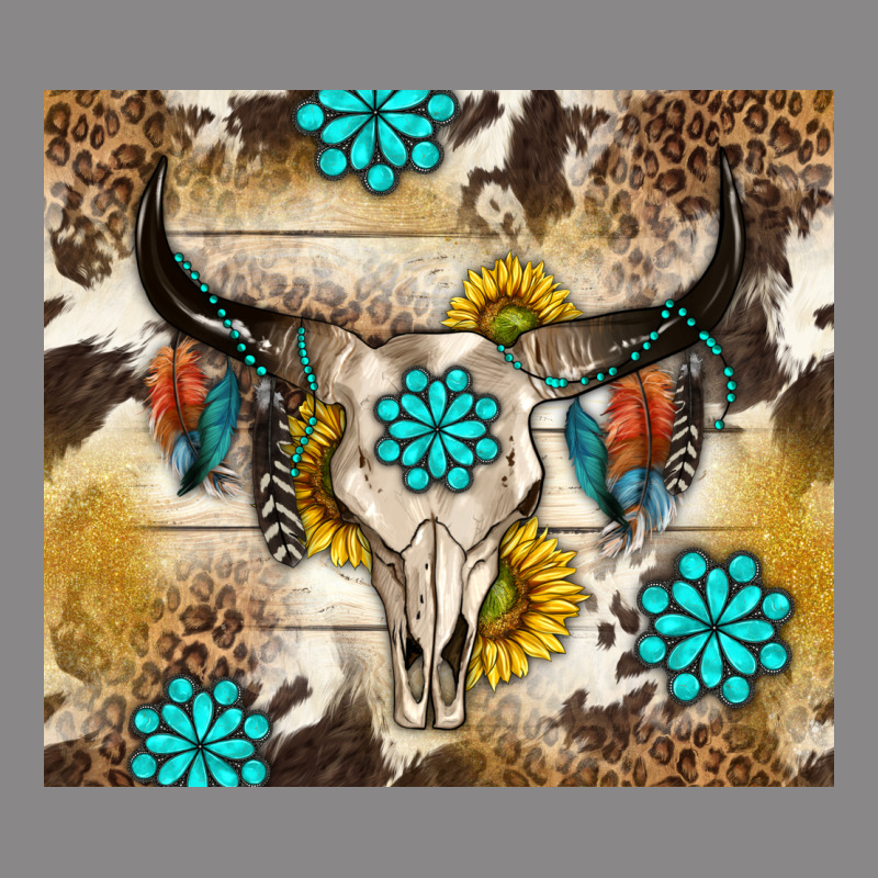 Cowhide Leopard Bull Skull Gemstone Vintage Tee by NancyCooperArtShop | Teevron