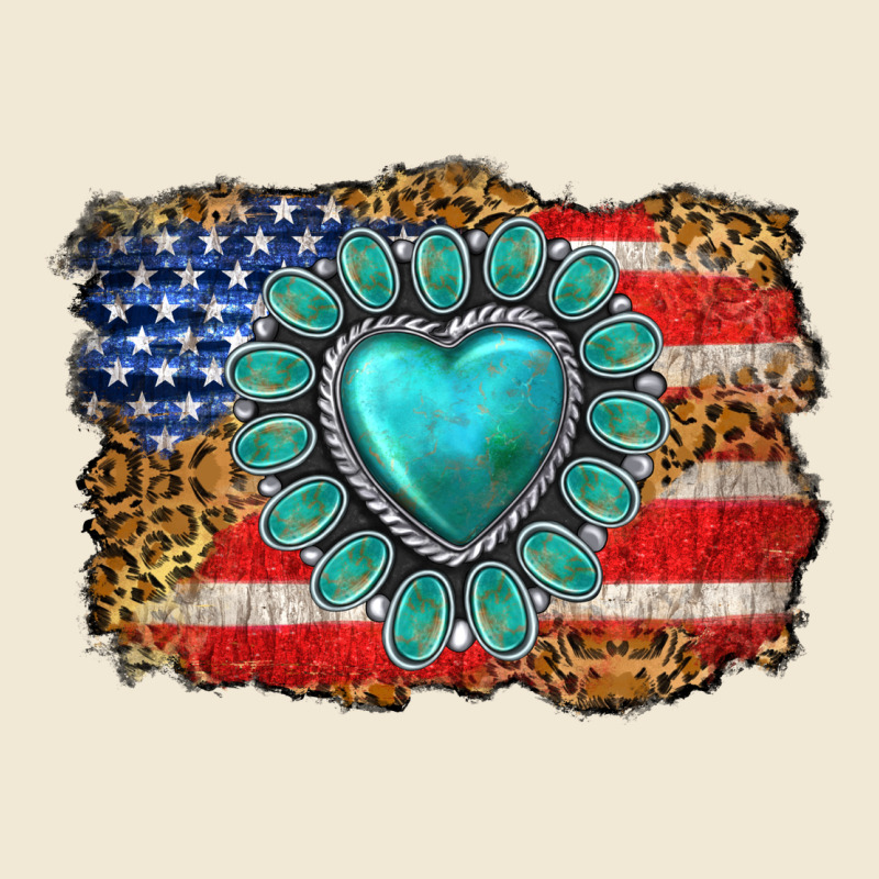American Flag Leopard Turquoise Gemstone Premium Tee by Neo Western | Teevron