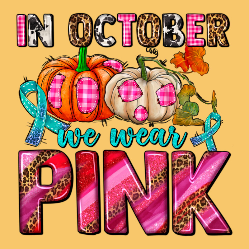 In October We Wear Pink With Pumpkins Vintage Hoodie by AdoDesignShop | Teevron