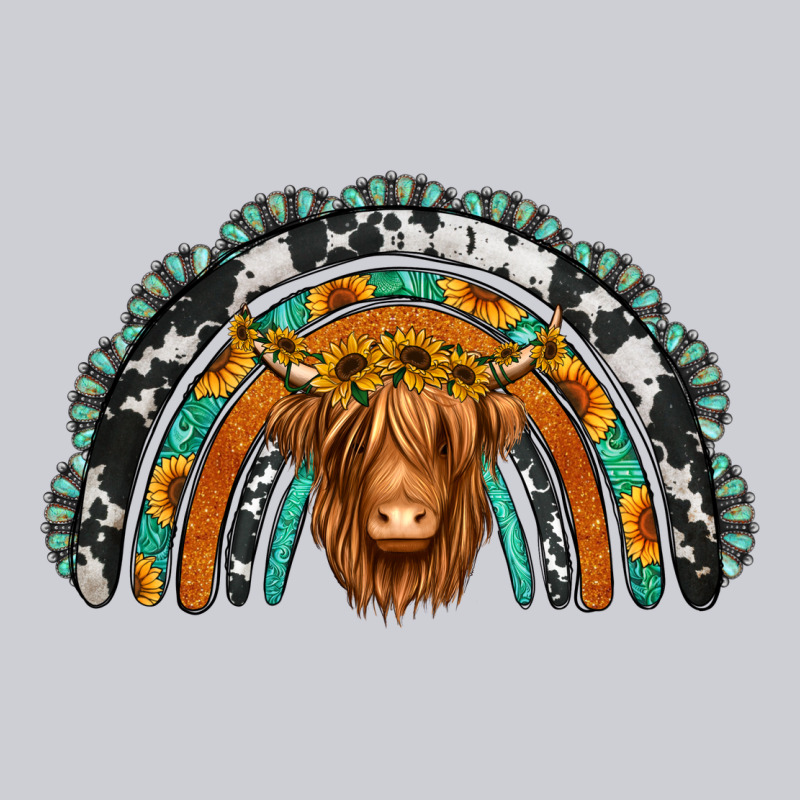 Turquoise Cowhide Sunflower Headband Highland Cow Heavyweight Sweatshirt by Jasminsmagicworld | Teevron