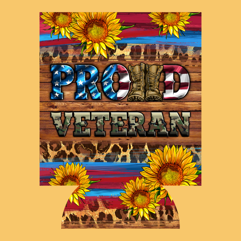 Proud Veteran  12 Oz Regular Can Cooler Vintage Hoodie by Artiststas | Teevron