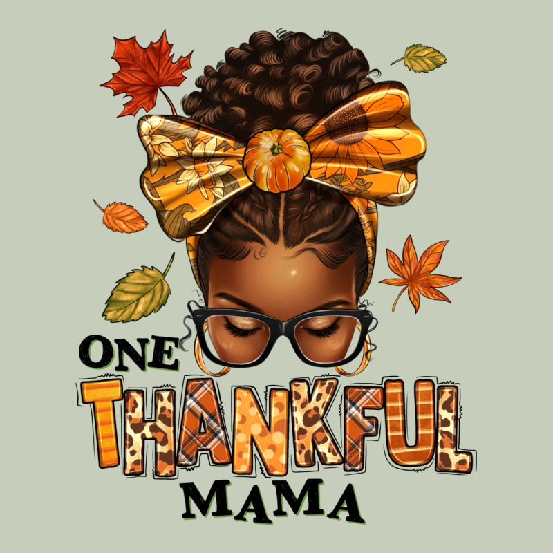 One Thankful Mama Afro Messy Bun Ladies Tee by texasbilliewilder | Teevron