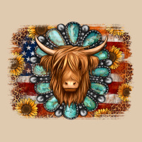 American Flag Sunflowers Highland Cow Turquoise Background Heavyweight Sweatshirt | Teevron