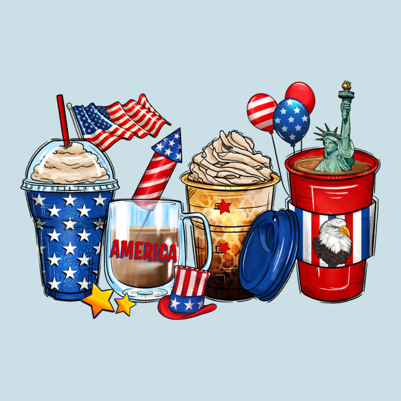 4th Of July Coffee Cups Ladies Tee by Zillion Design Studio | Teevron