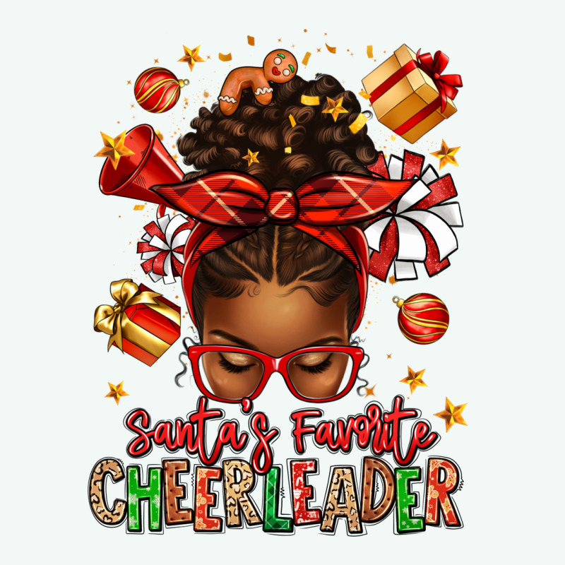 Santa's Favorite Cheerleader Afro Messy Bun Premium Hoodie by texasbilliewilder | Teevron
