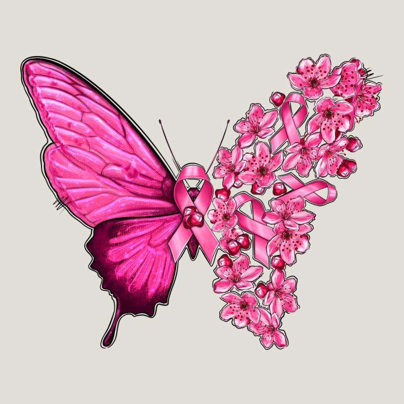 Pink Flowers And Breast Cancer Ribbon Butterfly Heavy Core Tee by texasbilliewilder | Teevron