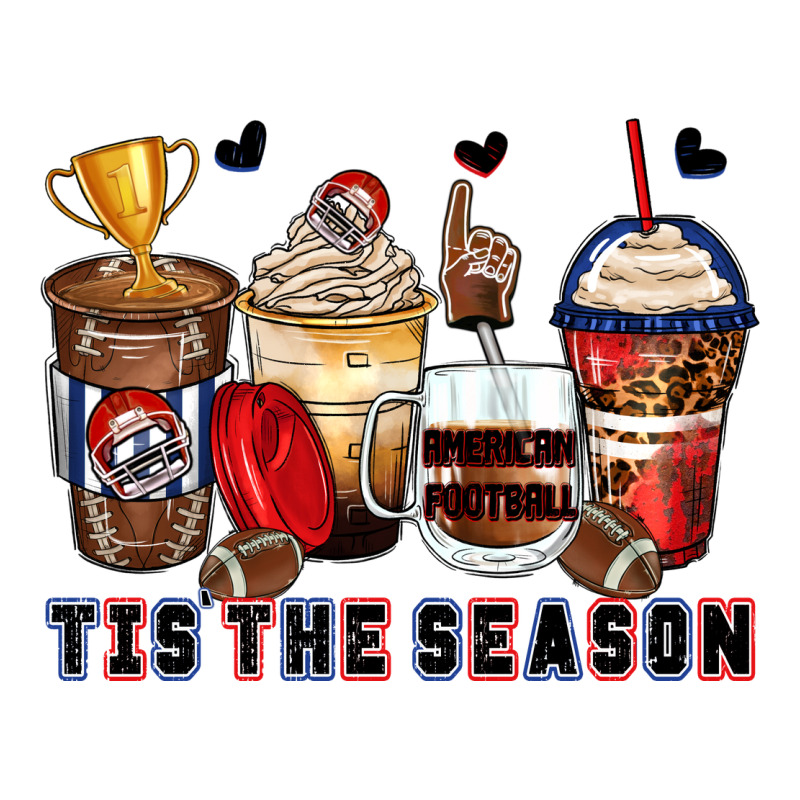 Tis' The Season American Football Coffee Cups Ladies Tee by Zillion Design Studio | Teevron