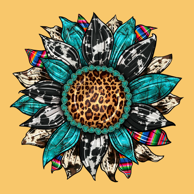 Cowhide Leopard Serape Gemstone  Sunflower Vintage Hoodie by Artiststas | Teevron