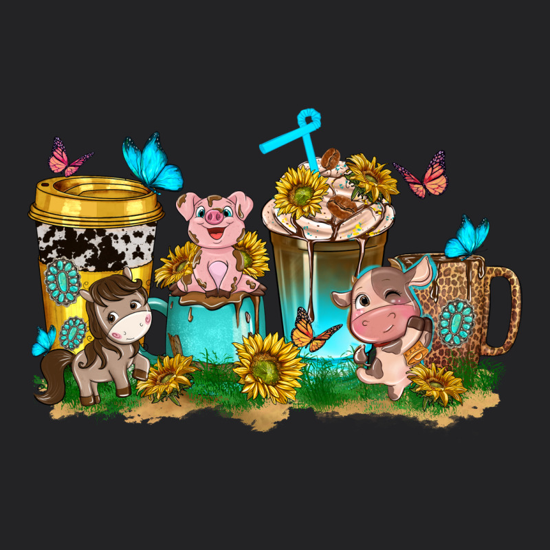 Farm Cute Animals With Sunflower Coffee Cups Vintage Tee by NancyCooperArtShop | Teevron