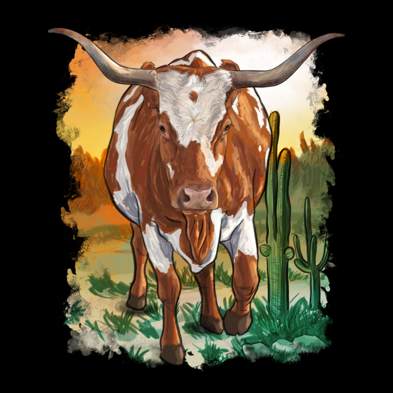 Longhorn Cow With Desert Background Heavy Core Tee by RanaPortraitStore | Teevron