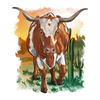 longhorn cow with desert background | Teevron
