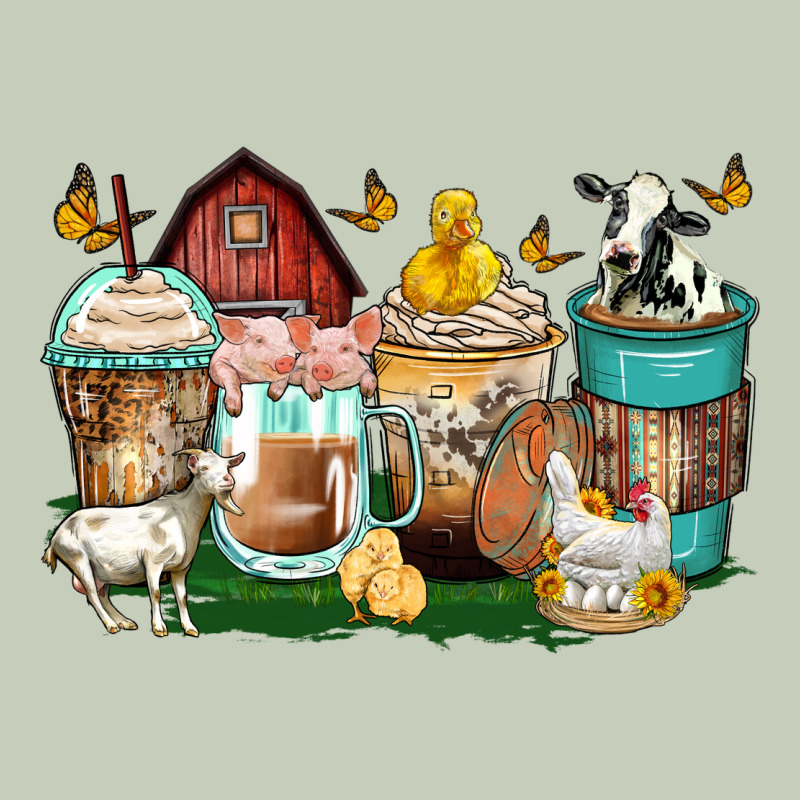 Farm Animals Coffee Cups Ladies Tee by Zillion Design Studio | Teevron