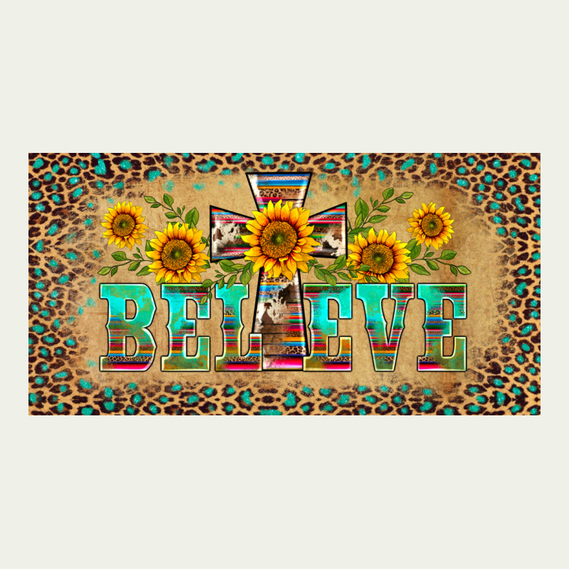Western Believe Leopard Aztek License Plate Template Urban Heavy Tee by BarkalooDesign | Teevron