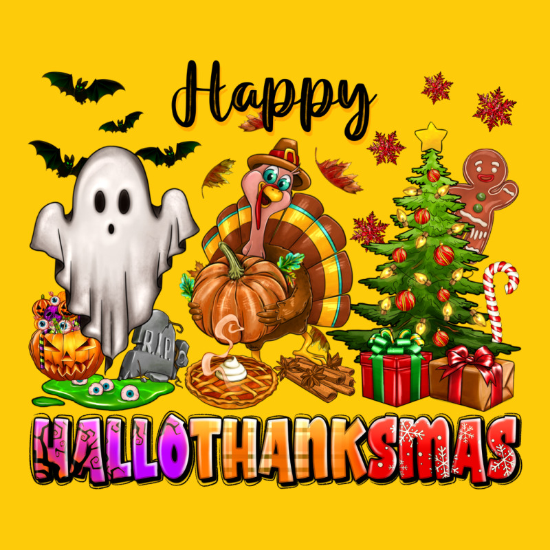 Happy Hallothanksmas With Ghost Turkey And Tree Premium Hoodie by texasbilliewilder | Teevron