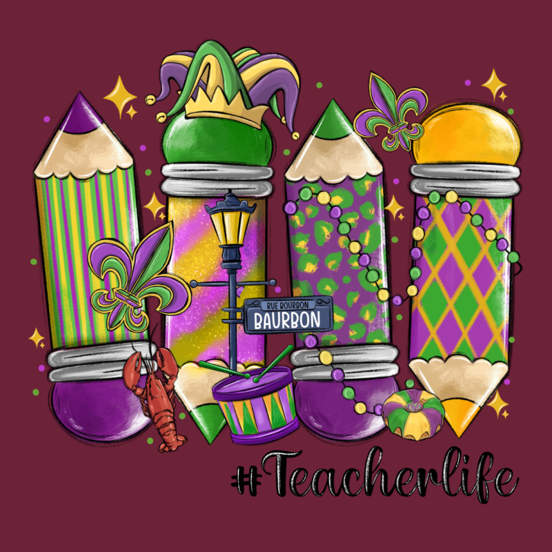 Mardi Gras Teacher Life Long Sleeve Tee by MaliasSmallBusiness | Teevron