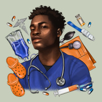Afro Man Nurse Ladies Tee | Teevron